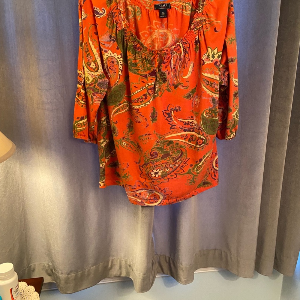Chaps Orange Paisley Blouse